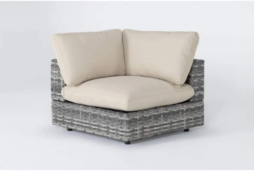 Retreat Outdoor Grey Woven Corner End Unit With Linen Cushion - 360