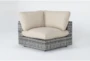 Retreat Outdoor Grey Woven Corner End Unit With Linen Cushion - Signature