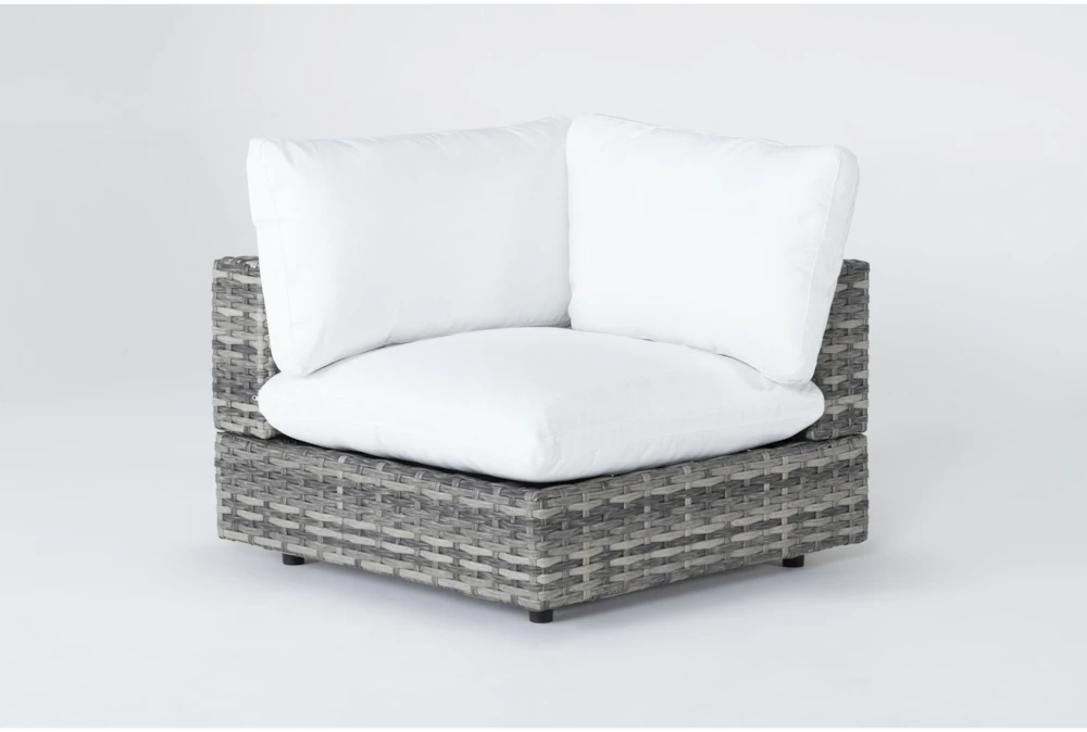Retreat Outdoor Grey Woven Corner End Unit With White Cushion