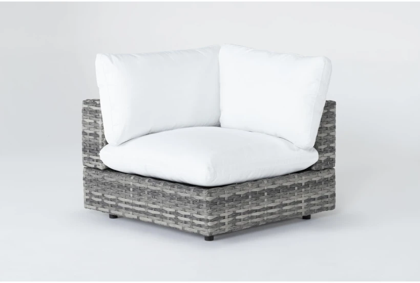 Retreat Outdoor Grey Woven Corner End Unit With White Cushion - 360