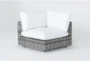 Retreat Outdoor Grey Woven Corner End Unit With White Cushion - Signature