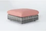 Retreat Outdoor Grey Woven Ottoman With Coral Cushions - Signature