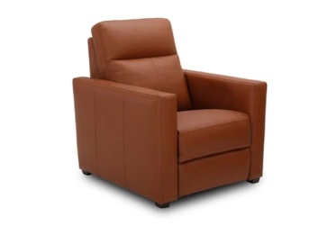 Colton Orange Leather Power Recliner With Power Headrest & USB