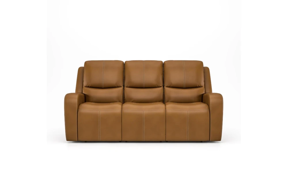 Noah Camel Leather 83" Power Reclining Sofa With Power Headrest & USB