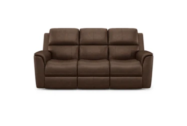 Benjamin Chocolate Leather 86" Zero Gravity Power Reclining Sofa With Power Headrest, Power Lumbar & USB