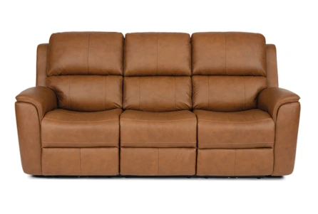Benjamin Cinnamon Leather 86" Zero Gravity Power Reclining Sofa With Power Headrest, Power Lumbar & USB