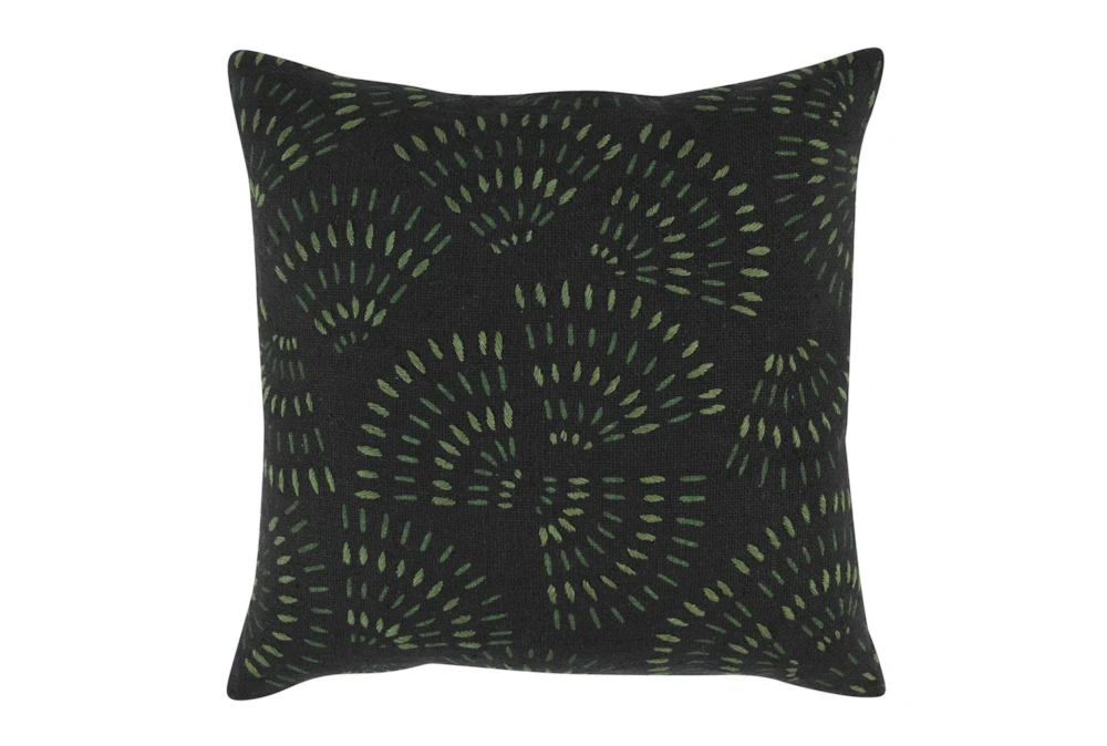22X22 Black + Green Abstract Throw Pillow