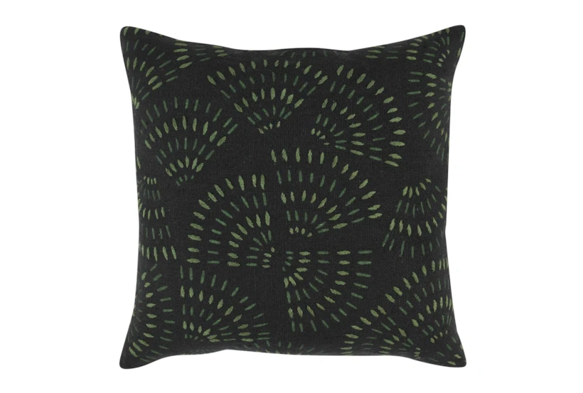 22X22 Black + Green Abstract Throw Pillow - 360