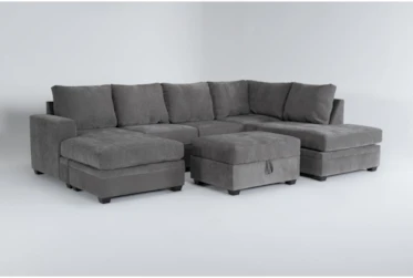 Bonaterra Charcoal 127" 2 Piece Sectional With Left Arm Facing Sofa Chaise, Right Arm Facing Corner Chaise & Storage Ottoman