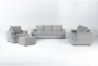 Bonaterra Dove 4 Piece Sofa, Loveseat, Chair & Storage Ottoman Set - Signature
