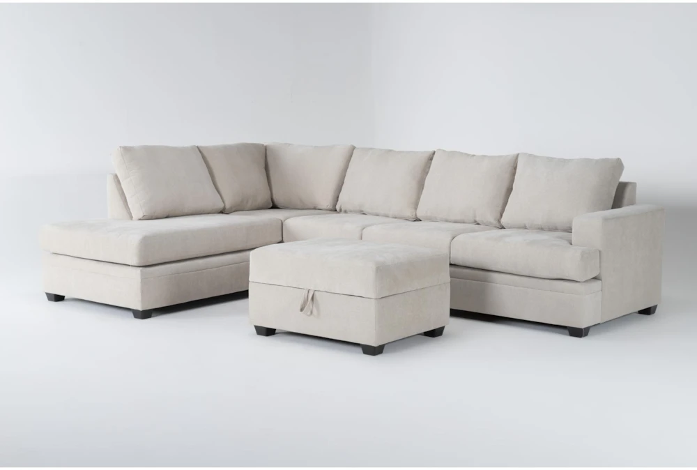 Bonaterra Sand 127" 2 Piece Sectional With Left Arm Facing Corner Chaise & Ottoman