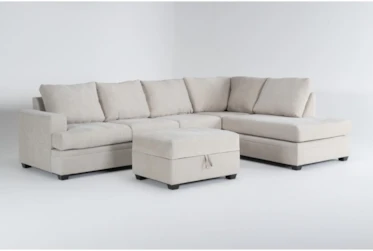 Bonaterra Sand 127" 2 Piece Sectional With Right Arm Facing Corner Chaise & Storage Ottoman