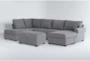 Hampstead Graphite 140" 2 Piece Sectional With Right Arm Facing Sofa Chaise & Ottoman - Signature