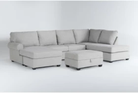 Hampstead Dove 140"  2 Piece Sectional With Left Arm Sofa Chaise & Ottoman