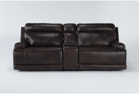 Vance Zero Gravity Brown Leather 97" 3 Piece Power Reclining Console Loveseat With Power Headrest
