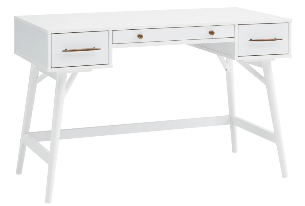 Trey White 47" Writing Desk With 3 Drawers
