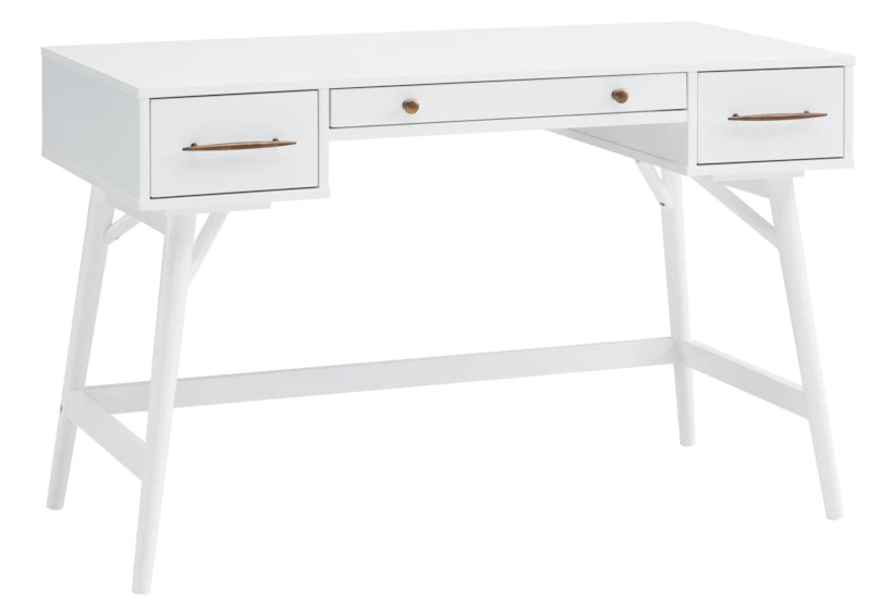 Trey White 47" Writing Desk With 3 Drawers - 360