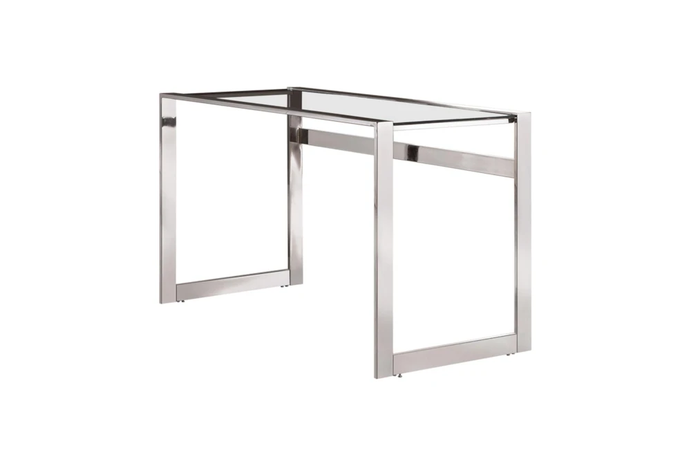 Hayes Glass Top 47" Writing Desk Chrome