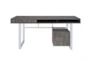 Wally Grey 65" Writing Desk With 4 Drawers + 2 Shelves - Front