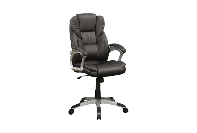 Ricky Dark Brown + Silver Adjustable Office Chair  - 360