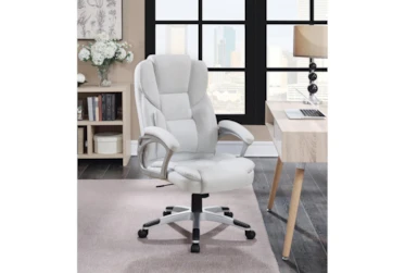 Adam White + Silver Adjustable Office Chair