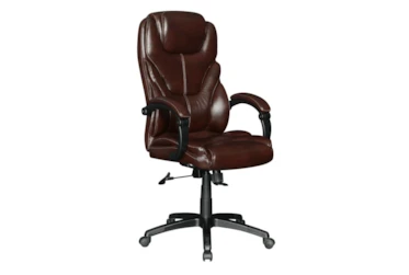 Logan Brown + Black Curved Arm Upholstered Office Chair