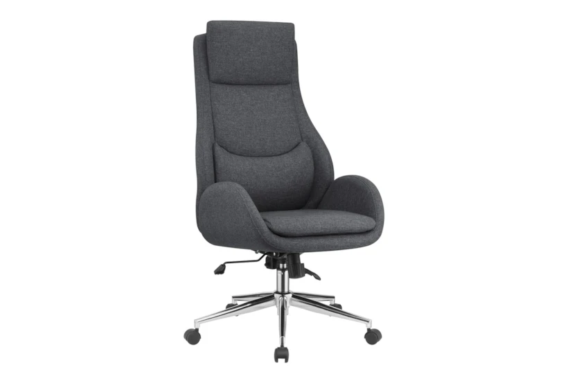 Mika Grey + Chrome With Padded Seat Upholstered Office Chair - 360