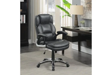 Julian Grey + Black With Padded Arms Adjusatable Office Chair