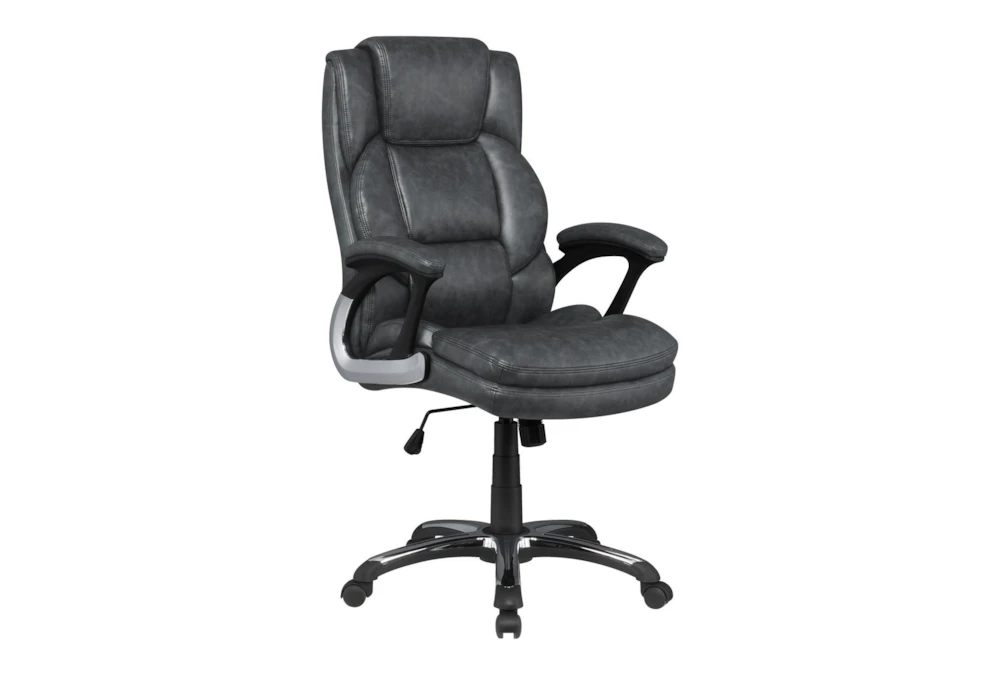 Julian Grey + Black With Padded Arms Adjusatable Rolling Office Desk Chair