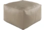 22 Inch Taupe 100% Leather Pouf - Signature