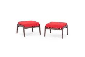 Ponte Outdoor Club Ottoman With Sunset Red Sunbrella Cushion