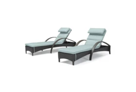 Ocho Outdoor Loungers With Bliss Blue Sunbrella Cushions Set Of 2