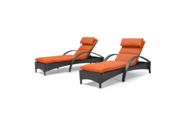 Ocho Outdoor Loungers With Tikka Orange Sunbrella Cushions Set Of 2