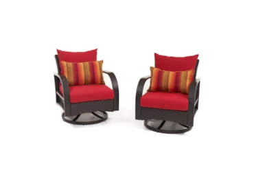 Ocho Outdoor Motion Club Chairs With Sunset Red Sunbrella Cushions Set Of 2