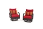 Ocho Outdoor 5 Piece Motion Club Chair & Ottoman Set With Sunset Red Sunbrella Cushions - Signature