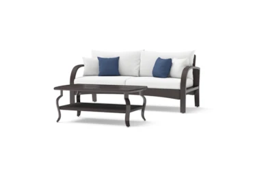Ocho Outdoor Sofa  With Bliss Ink Sunbrella Cushions + Coffee Table