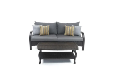 Ocho Outdoor Sofa  With Charcoal Grey Sunbrella Cushions + Coffee Table