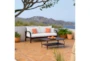 Ocho Outdoor Sofa  With Cast Coral Sunbrella Cushions + Coffee Table - Room