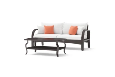 Ocho Outdoor Sofa  With Cast Coral Sunbrella Cushions + Coffee Table