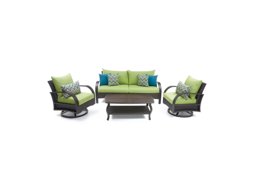 Ocho Outdoor 4 Piece Sofa Set With Ginkgo Green Sunbrella Cushions - 360