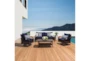 Ocho Outdoor 4 Piece Sofa Set With Navy Blue Sunbrella Cushions - Room