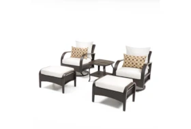 Ocho Outdoor 5 Piece Motion Club Chair & Ottoman Set With Moroccan Cream Sunbrella Cushions