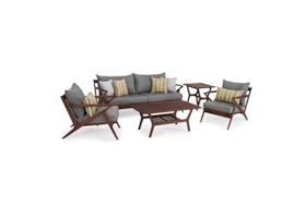 Ponte Outdoor 5 Piece Lounge Set With Charcoal Grey Sunbrella Cushions