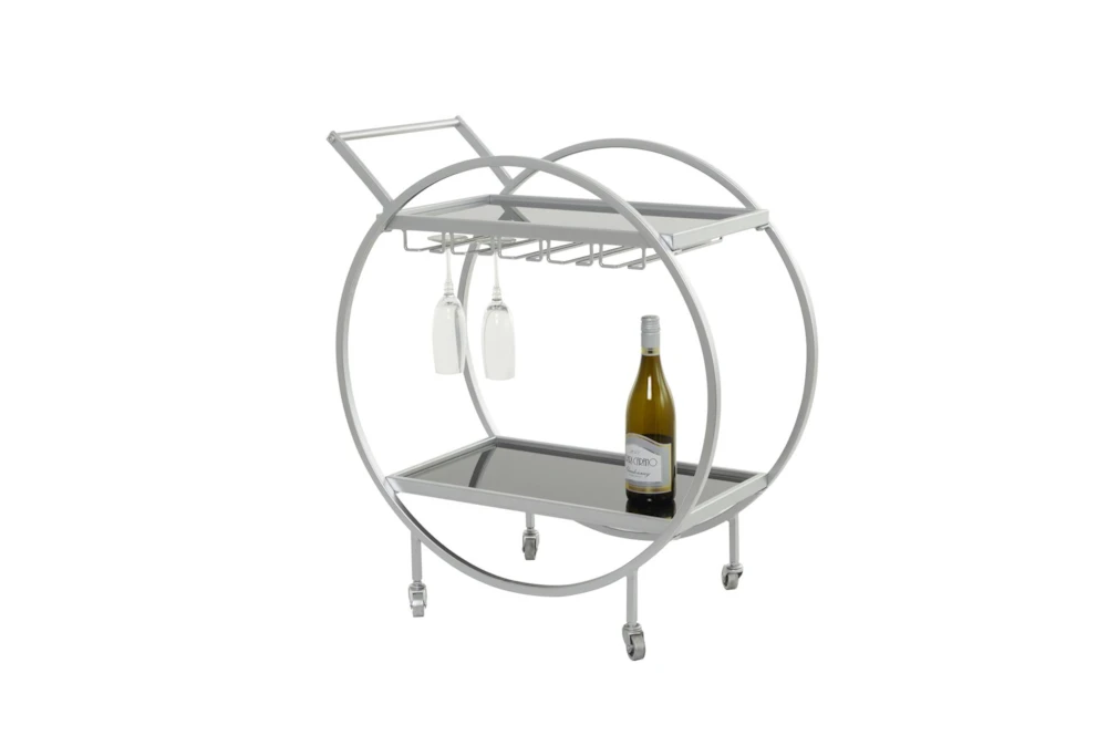 Silver Rolling Round Bar Cart