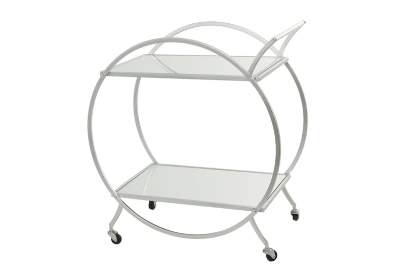 Silver Contemporary Round Rolling Bar Cart - 360