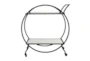 Black Contemporary Round Rolling Bar Cart - Back