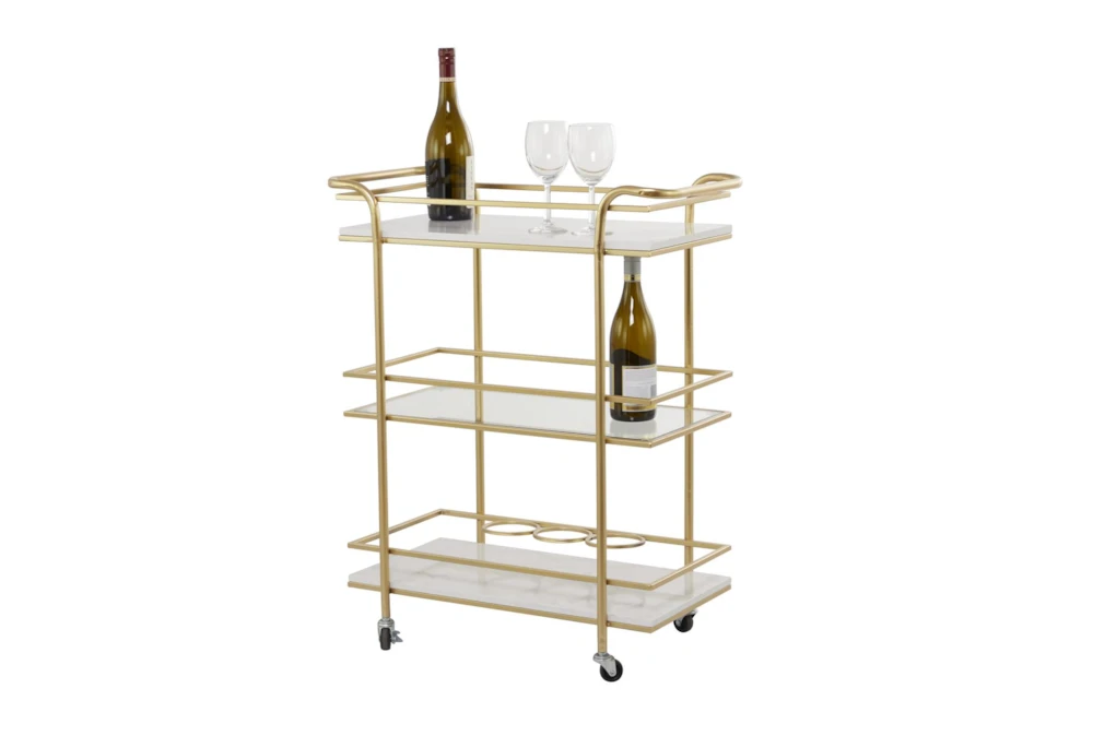 Gold Glam Marble Rolling Bar Cart