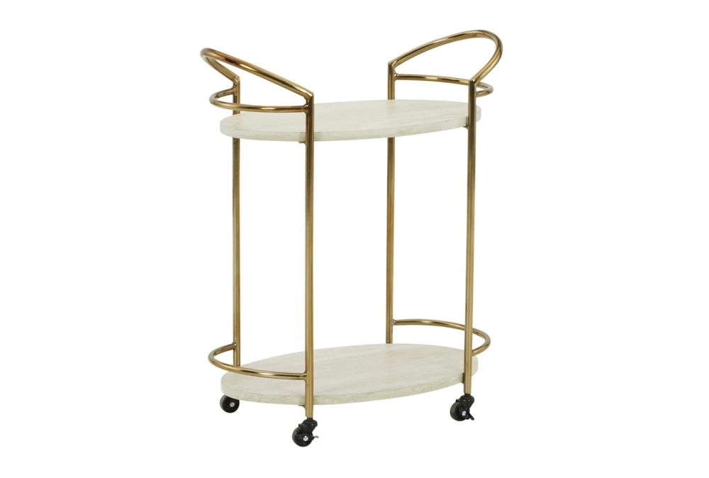 Maria Cream/Gold Rolling Bar Cart