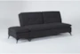 Winona Black 77" Convertible Sofa Bed With Storage Ottoman - Recline