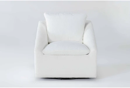 Cypress III Chenille 32" Foam White Swivel Accent Chair